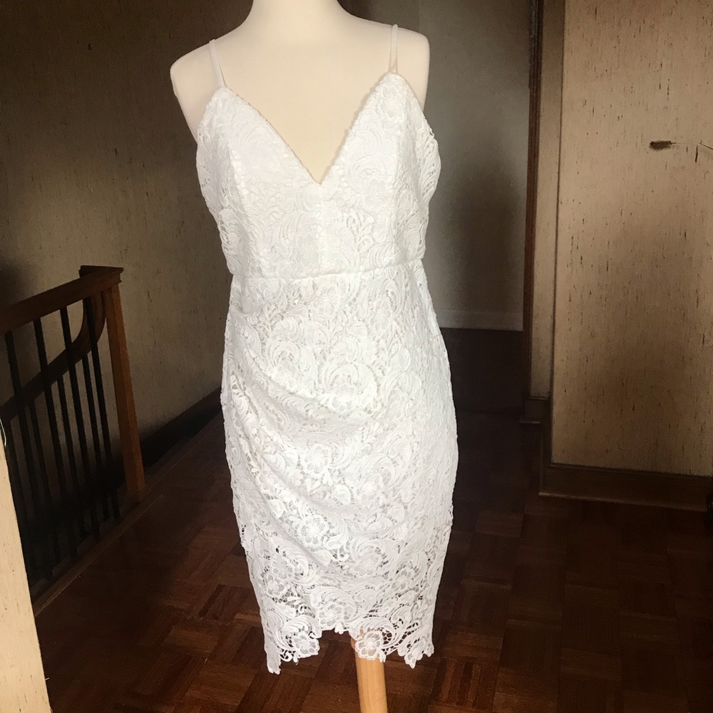 White lace midi dress